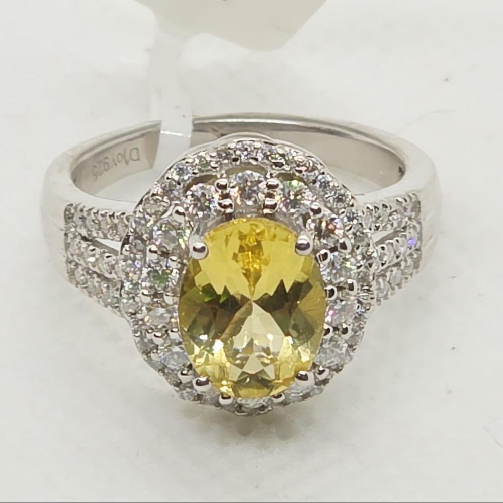 Host Pick Genuine Brazilian Sunfire Beryl and Moissanite 2.65 ctw Ring Rare